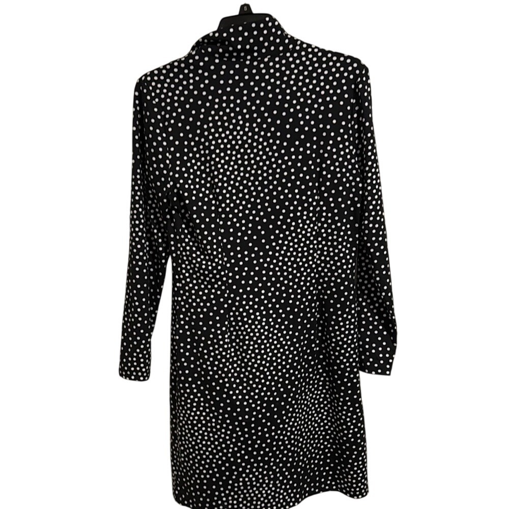 Melly M Womens Black White Polka Dot Long Sleeve Quarter Zip Shift Dress M USA - Picture 3 of 3